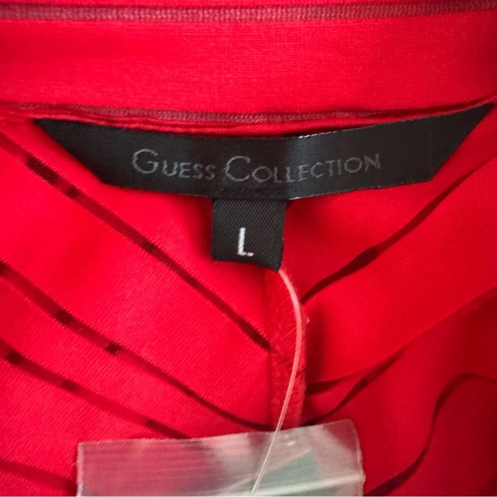 Guess Red Striped Button Down Shirt L. NWT - Picture 9 of 9